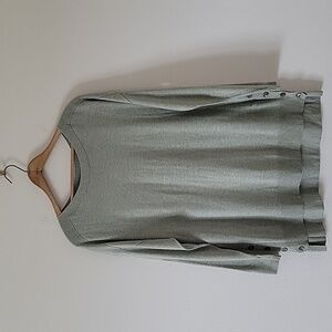 Chico's Sage Button Detail Pullover Sweater Size Large